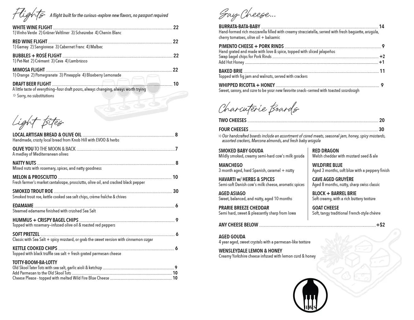 Hickory Wine Shoppe Menu