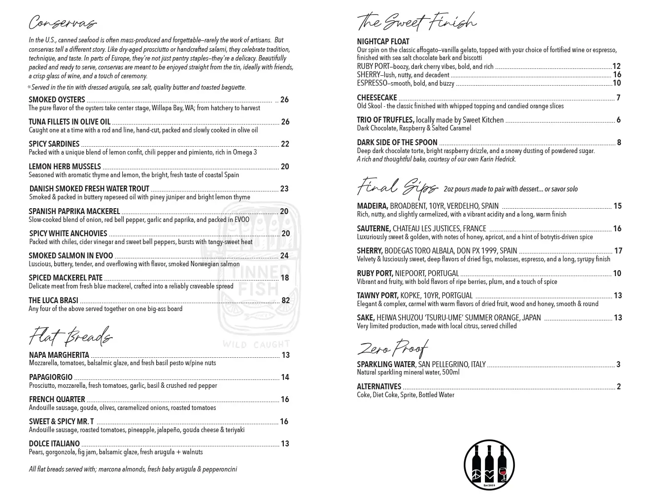 Hickory Wine Shoppe Menu